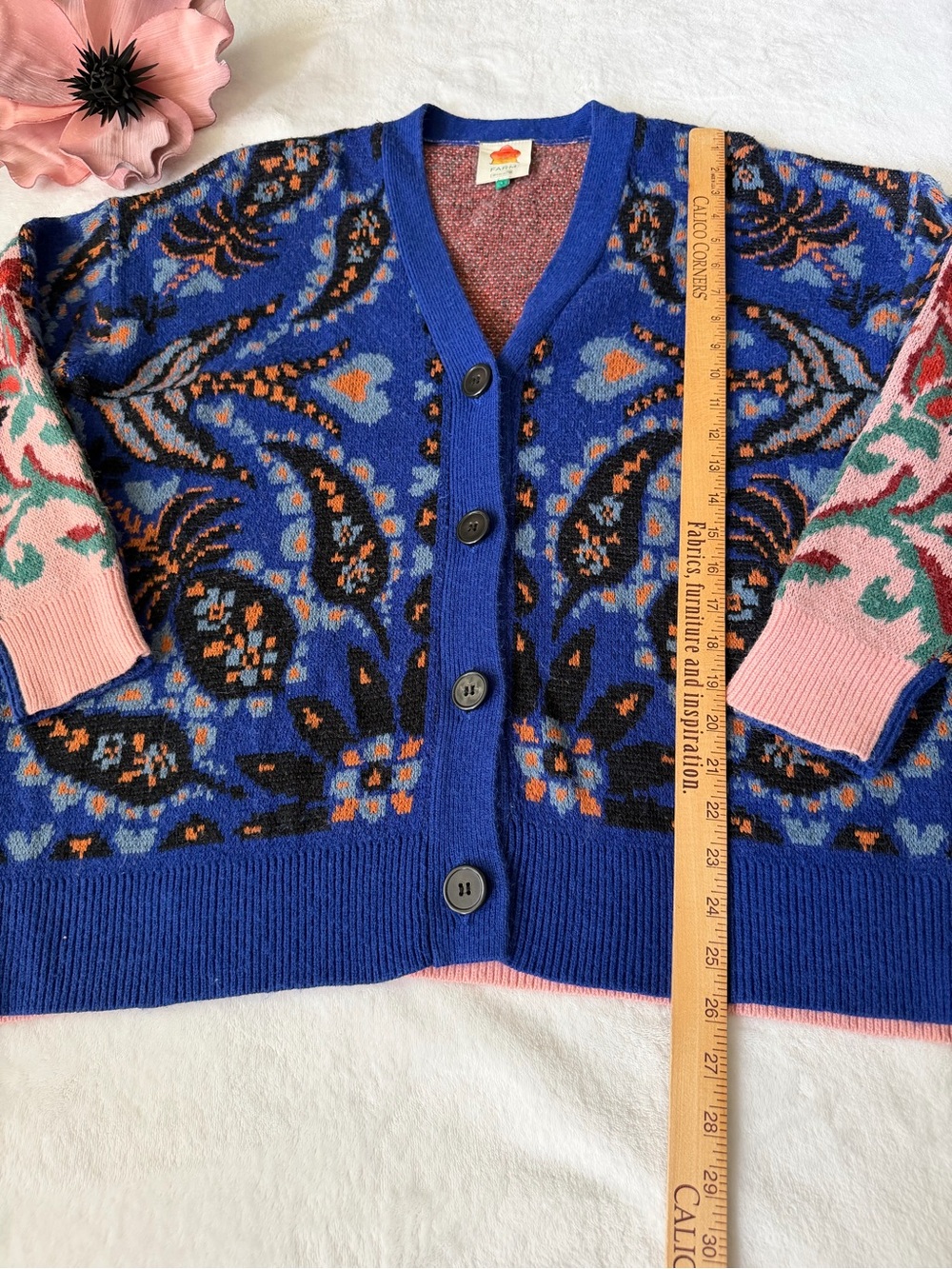 Farm Rio Toucans Scarf Print Cardigan Sweater Small - Picture 7 of 13